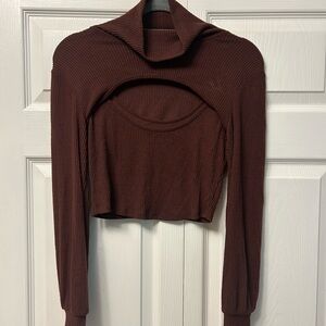 Lush Brown Ribbed Knitwear